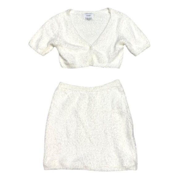 SABO Australia Designer Fuzzy Cute White Matching Set Skirt & Top Womens XS - Picture 1 of 5